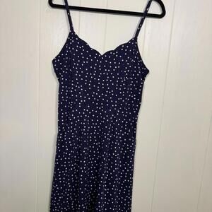 41 Hawthorn Beatriz navy blue and white polka dot scalloped dress w/ pockets